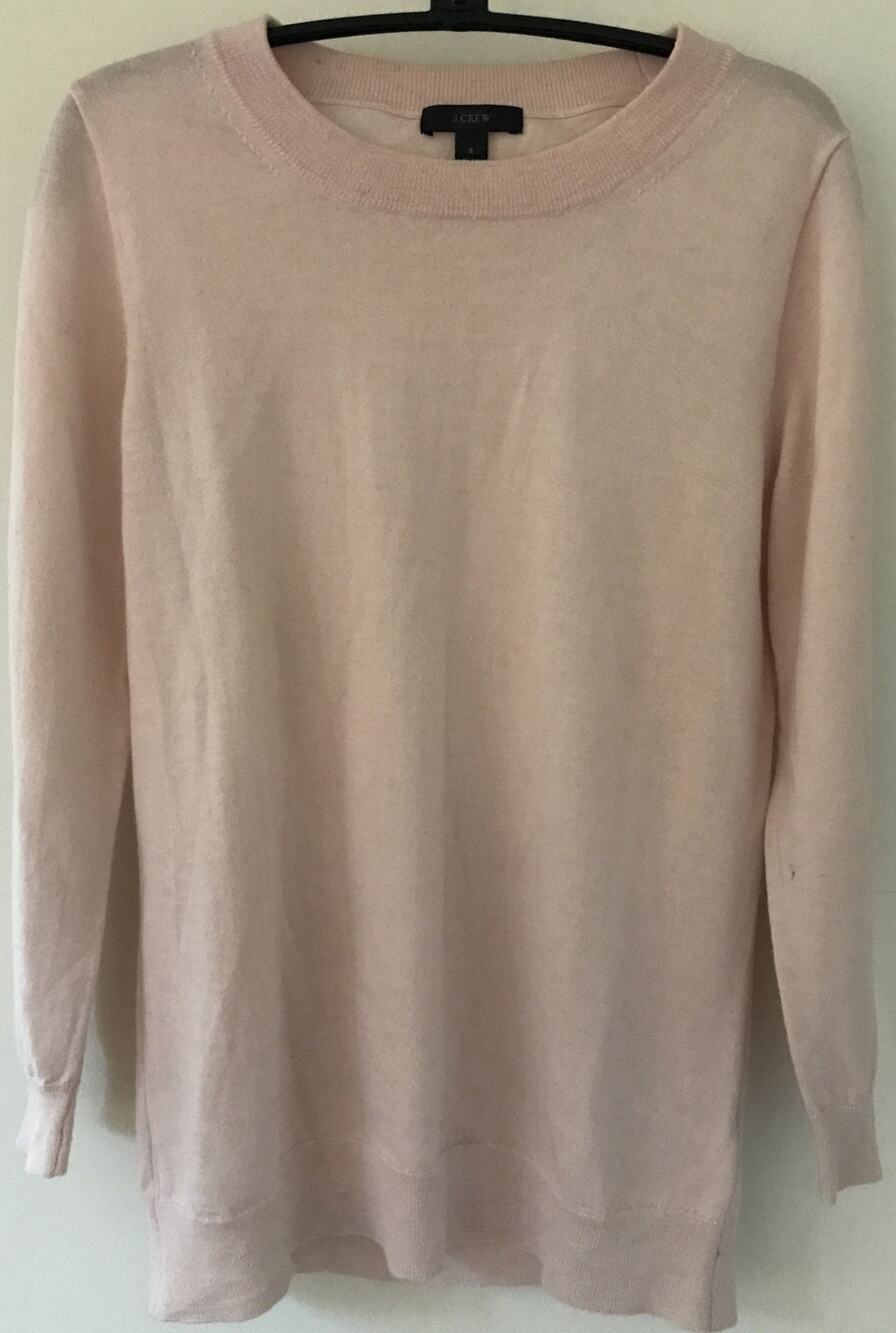 J Crew Light Pink 100% Merino Wool Lightweight Pullover Sweater Small 38"